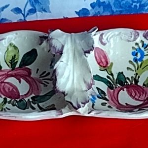 Vintage PD Ware Italy Candy Dish or Divided Serving Relish Dish - Floral Pattern